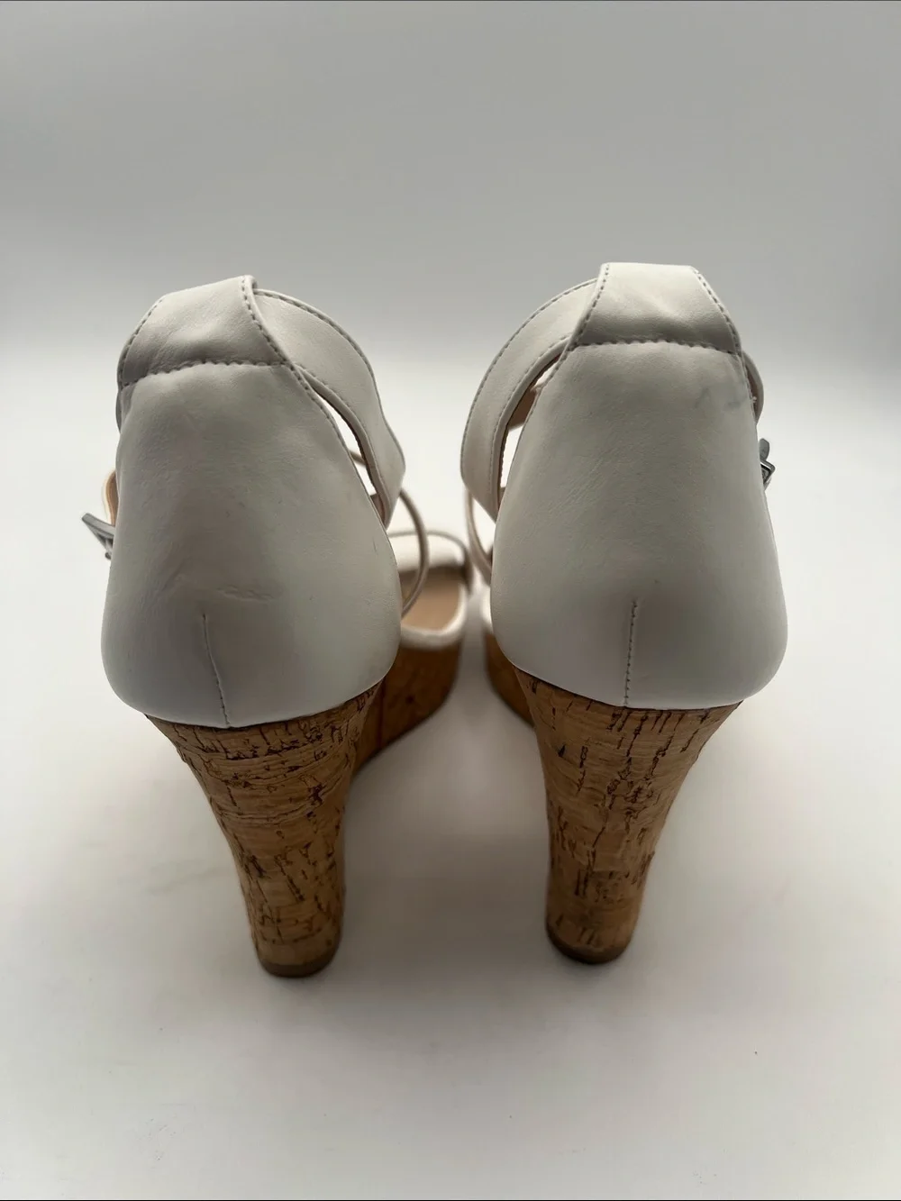 Charles by Charles David White Cork Wedge Sandals Women’s 9.5 M Ankle Strap